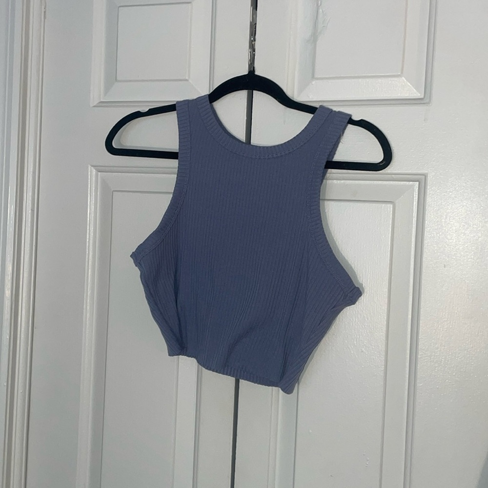 Blue crop tank top